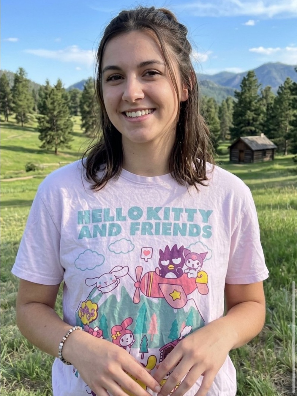 Sanrio Light Pink Hello Kitty and Friends Graphic Tee